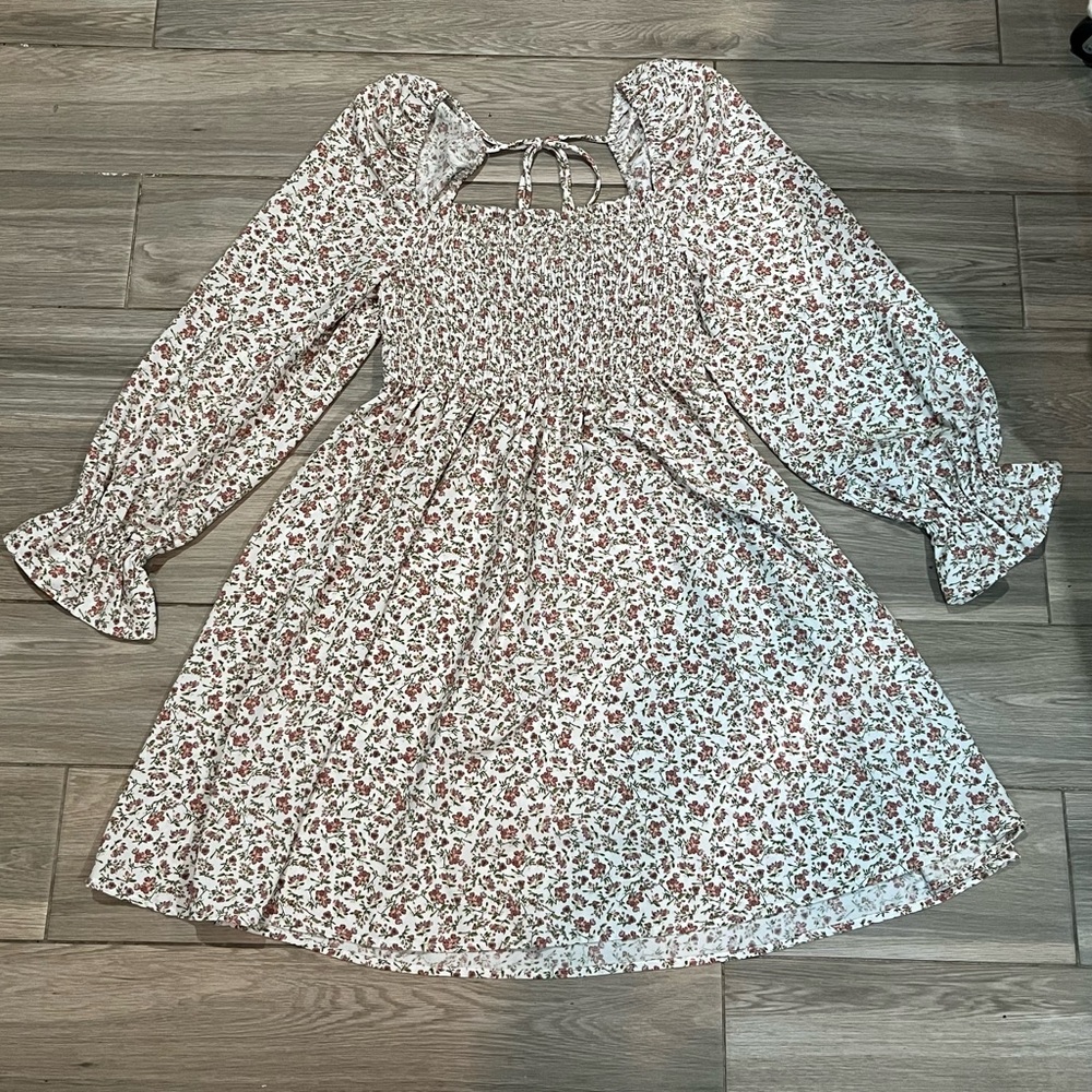 White Prairie Babydoll Flower Dress